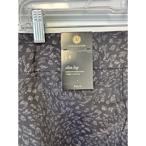 JM Collection Womens Printed Pull-On Slim Leg Pants Tummy Control L Short - Picture 3 of 5